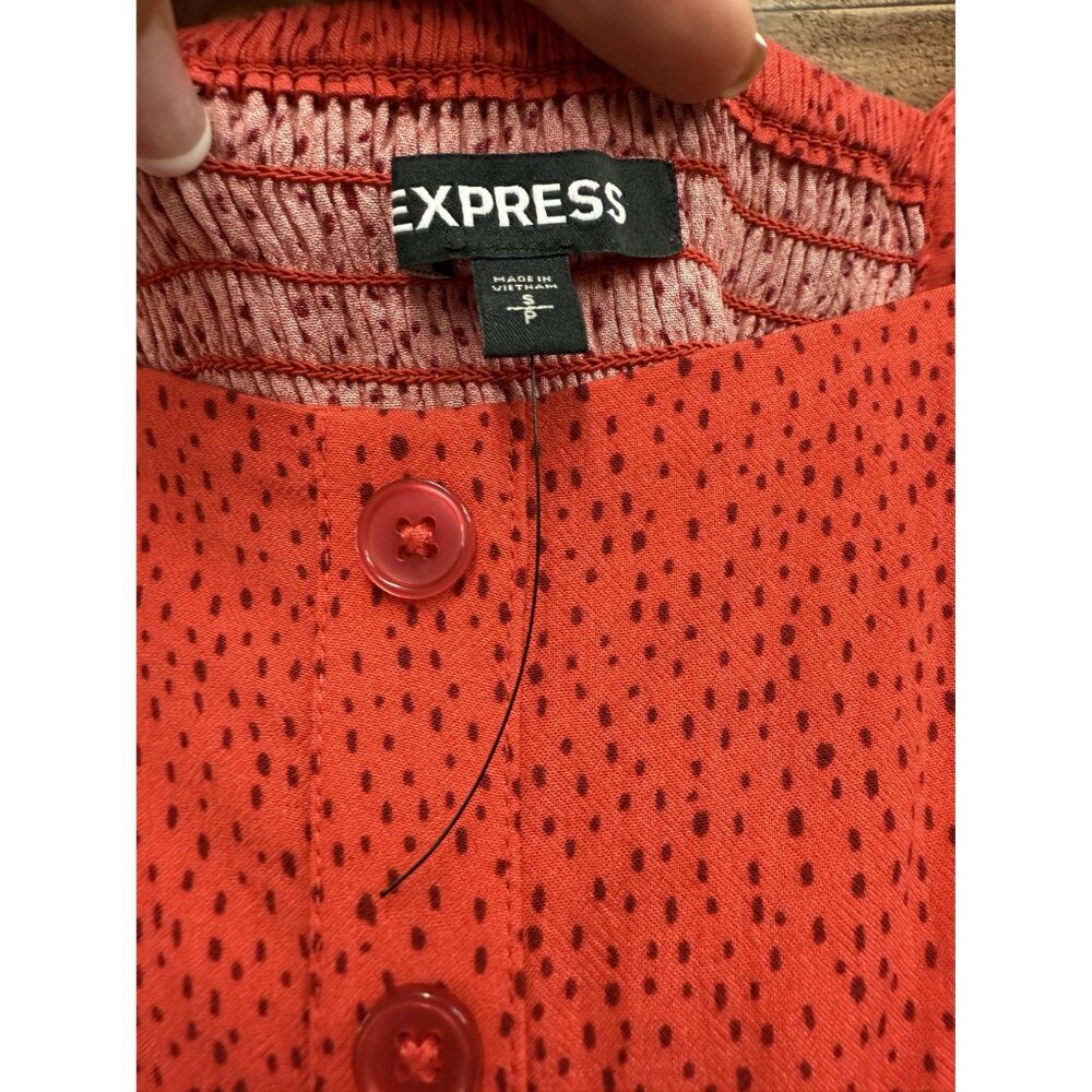 Express Dot Print Button Front Romper S - image 8